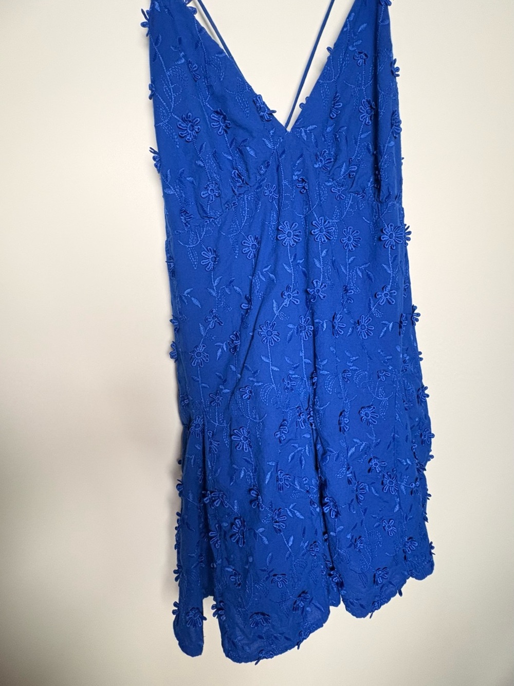 H&M Royal Blue Floral Appliqué V-Neck Slip Dress